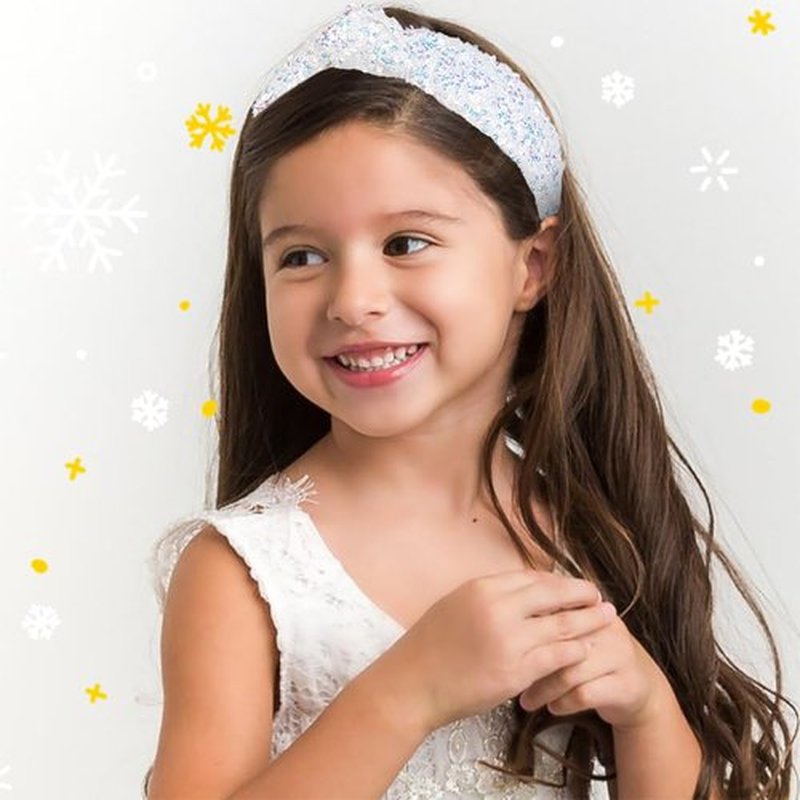 Headband for Girls Fancy Sequin Knotted Girls Headband, Cute Hair Accessories for Girls Birthday Girl Headband, White Head Bands for Girls Hair Kids Stocking Stuffers