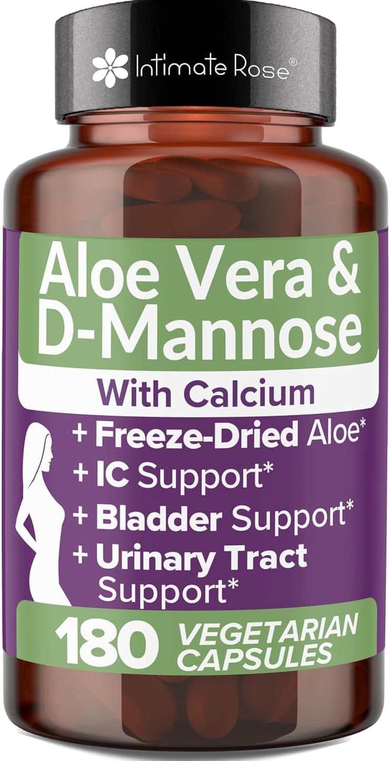 Aloe Vera Capsules - 200x Concentrate with D-Mannose & Calcium | Easy to Swallow Pills