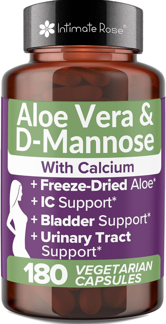 Aloe Vera Capsules - 200x Concentrate with D-Mannose & Calcium | Easy to Swallow Pills