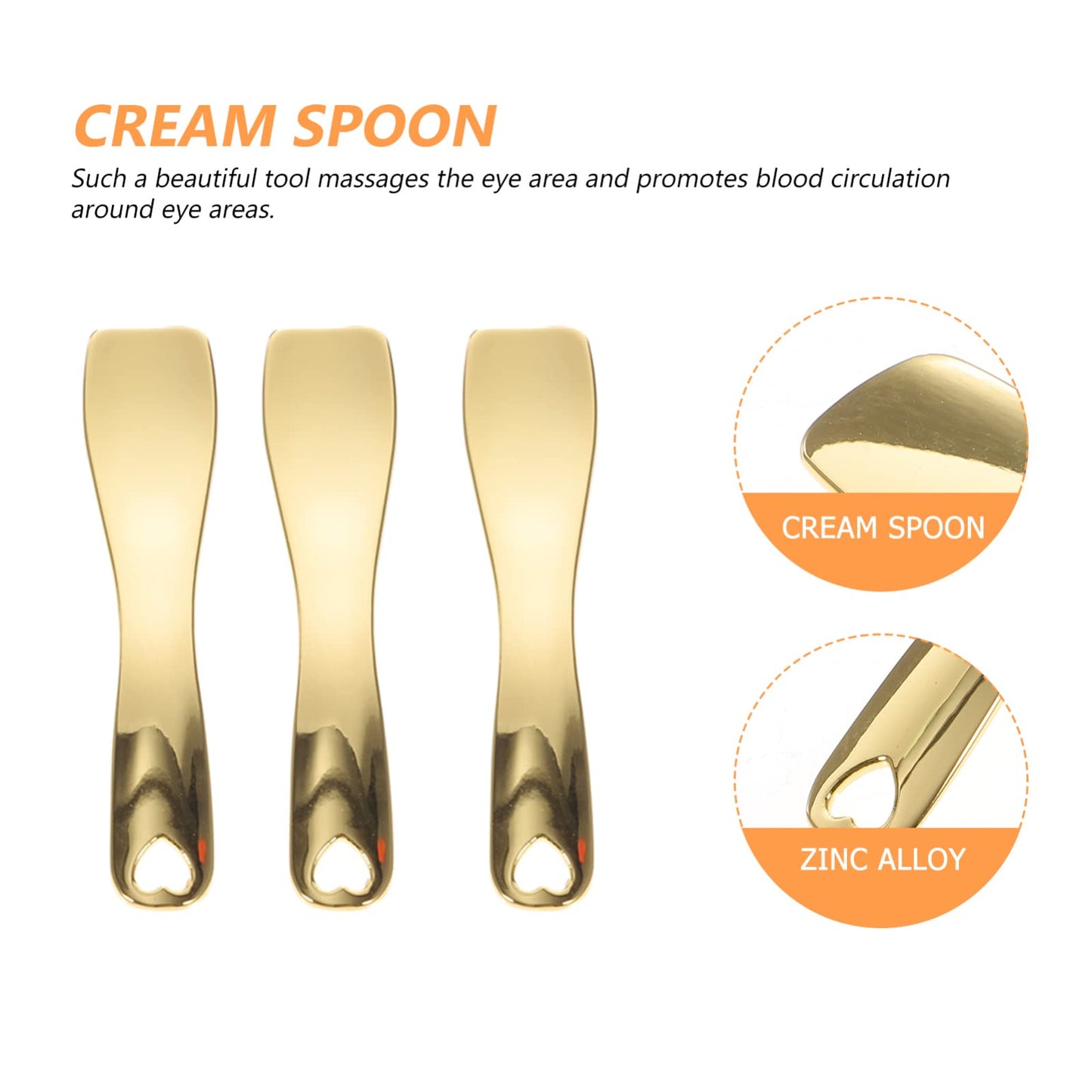 3pcs Makeup Spatula Small Alloy Face Cream Spoon Reusable Mask Scoop Beauty Tools for Facial Cosmetic, Face Mask (Golden)