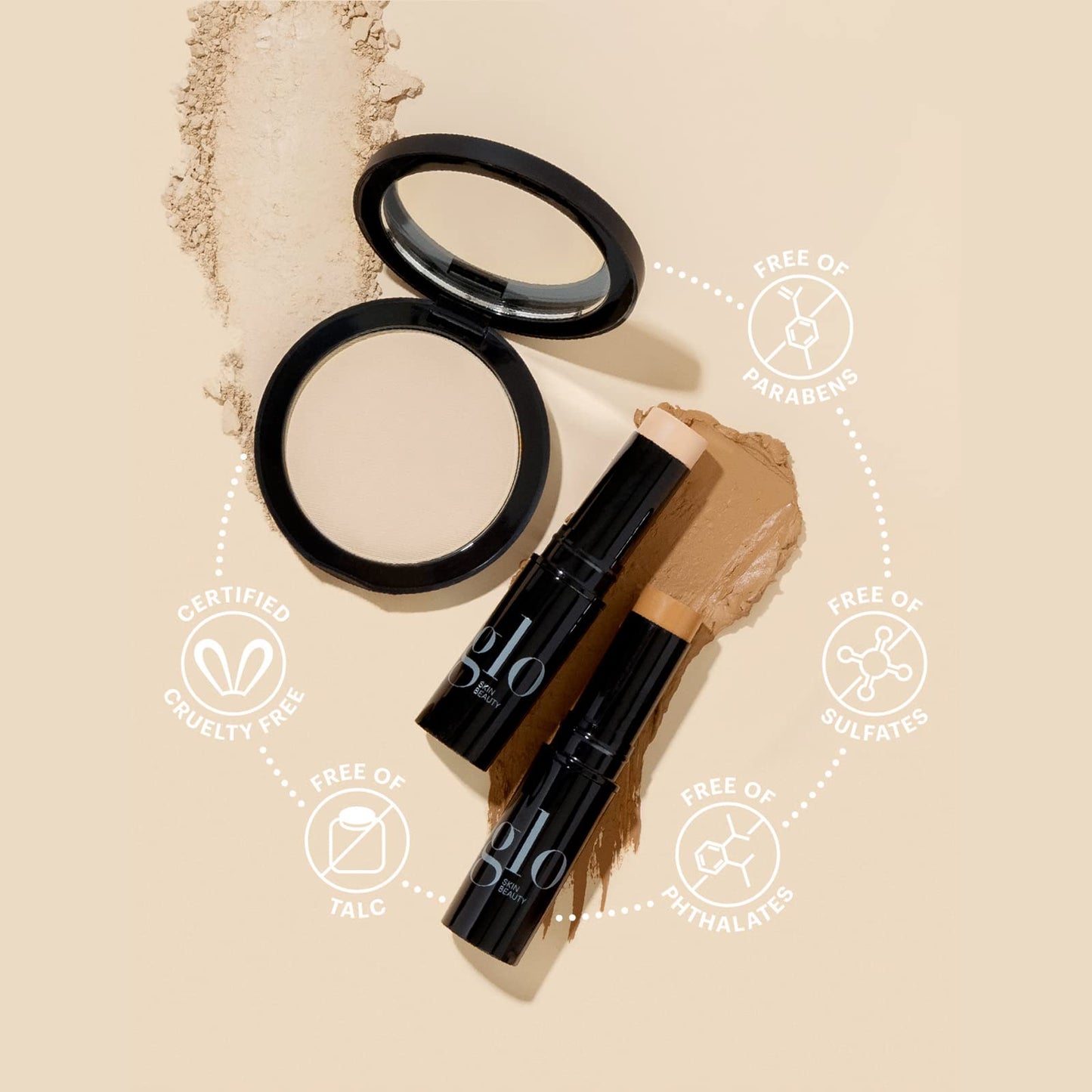 Glo Skin Beauty HD Mineral Foundation Stick - Concealer Makeup Infused with Hyaluronic Acid - Buildable Coverage, Contour & Highlighter (Buff 6W)