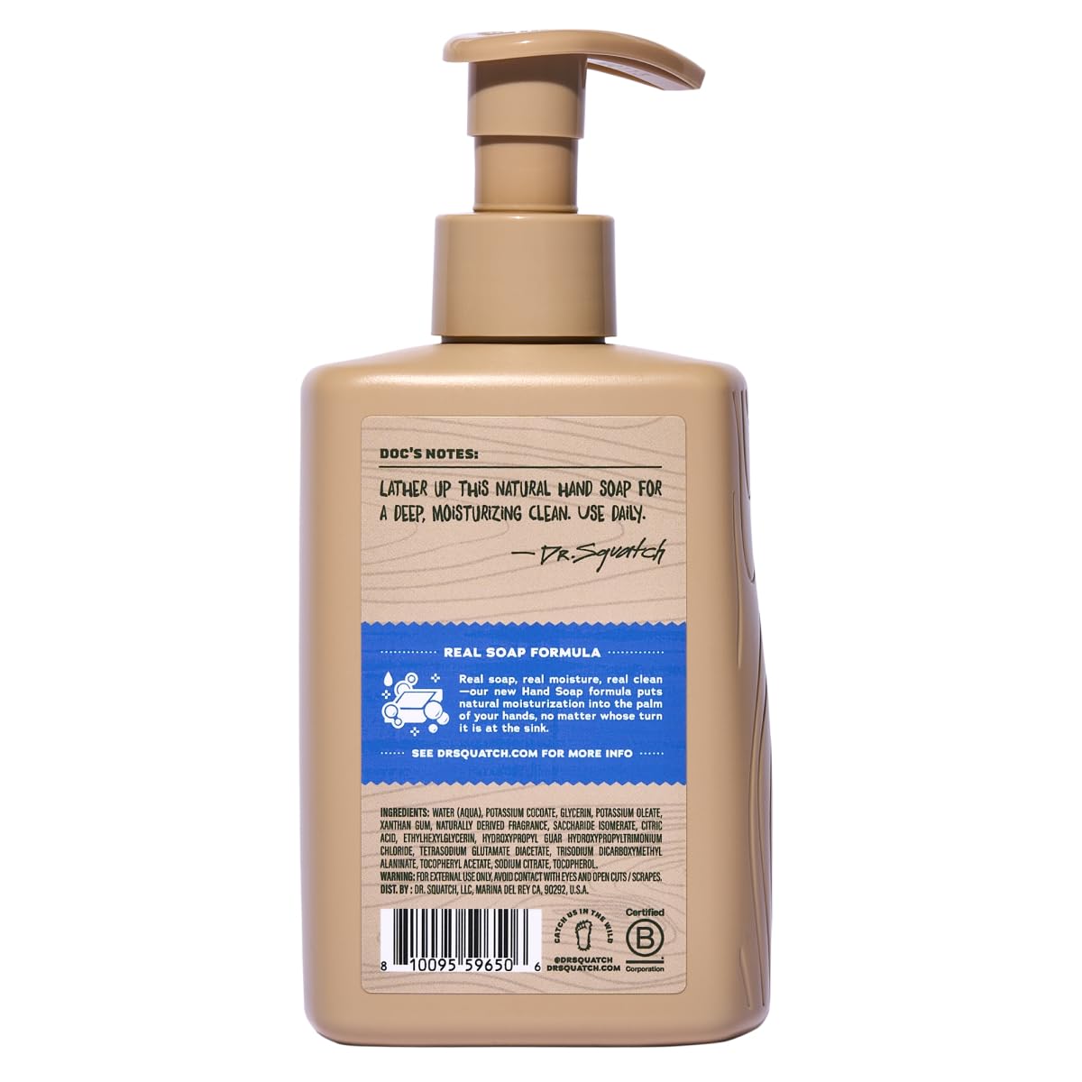 Dr. Squatch Natural Moisturizing Hand Soap - Tough on Dirt + Grime - Clean Ingredient, Gentle for all Skin Types - Moisturizing + Non-Drying - Fresh Falls (8 fl oz, 3-Pack)