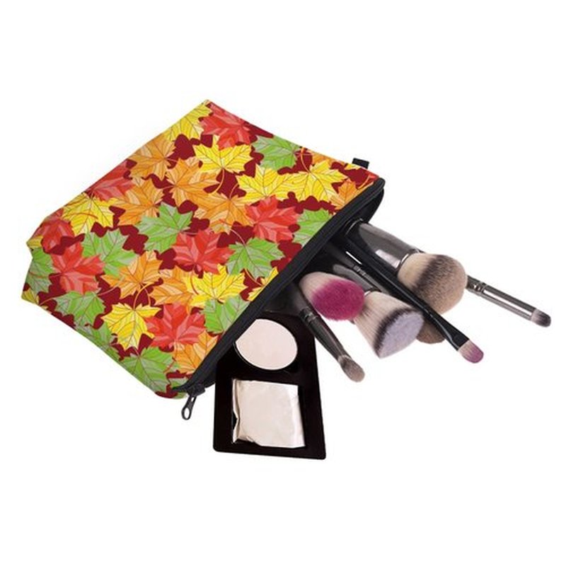 LOOMILOO Travel Makeup Bag Small, Toiletry Pouch Adorable Roomy Travel Water Resistant Cosmetic Purse Accessories Organizer Women Gift(Maple Leaf 55537)