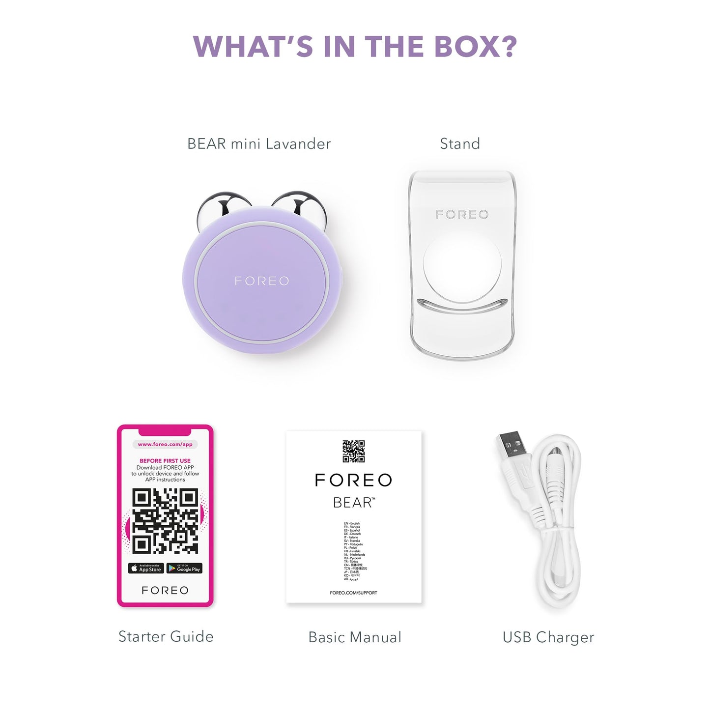 FOREO BEAR mini Microcurrent Facial Device - Instant Face Lift - Lavender