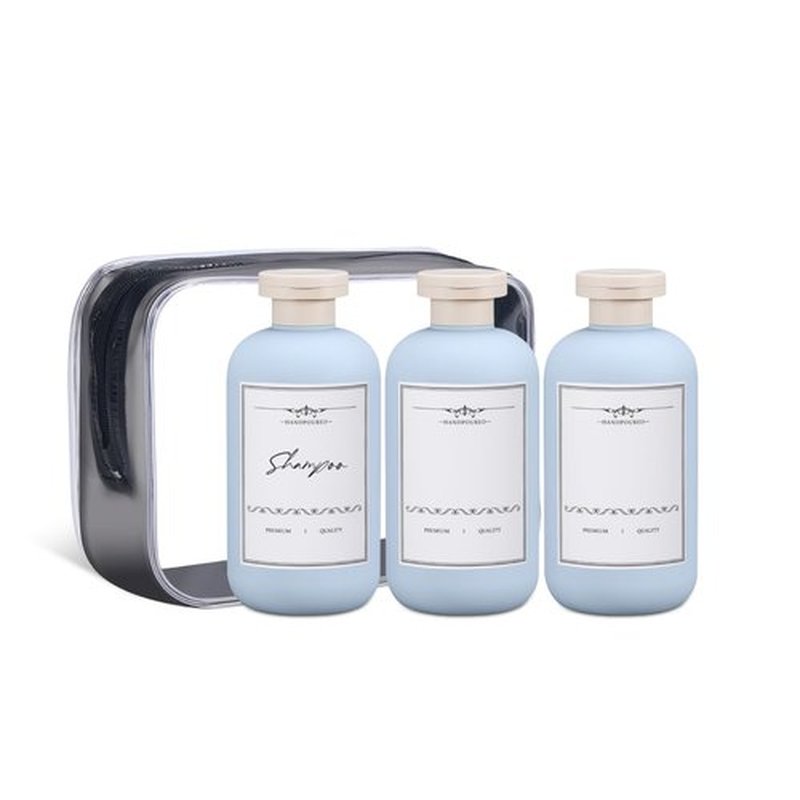 ASEVAT 6.7 oz Plastic Empty Squeeze Bottles for Shampoo, Travel Containers for Toiletries Leak Proof, Plastic Bottles with Caps, Shampoo Bottles Refillable for Lotion, Cream and Liquids (3 Pcs