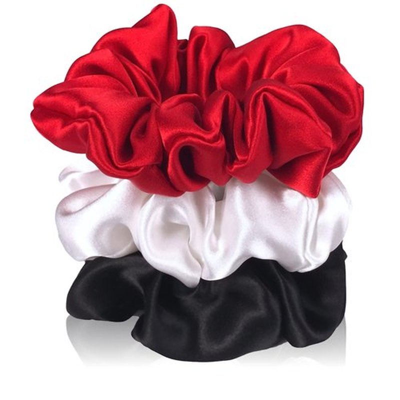 Celestial Silk Mulberry Silk Scrunchies for Hair (Red, White, Black)