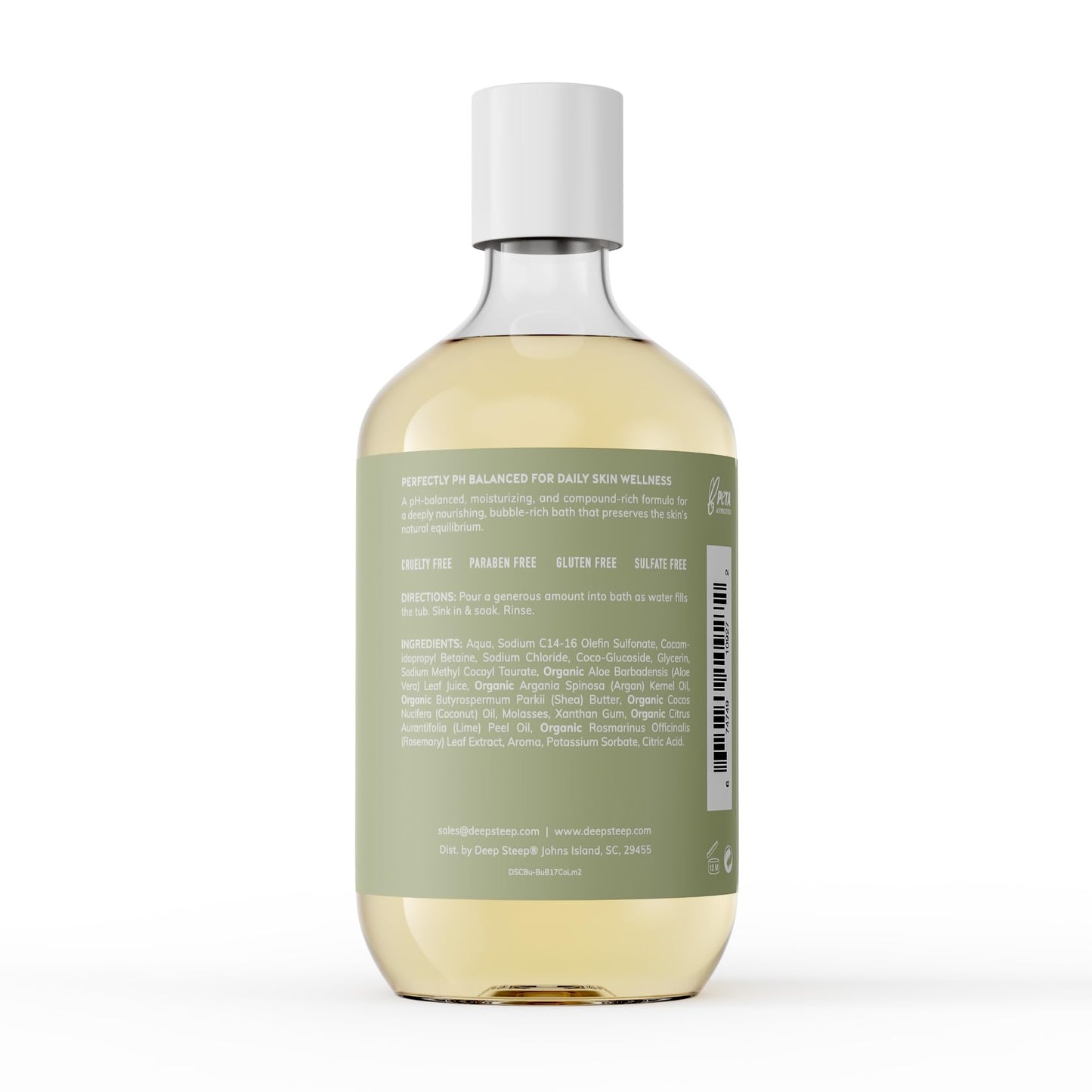 Deep Steep Coconut Lime Bubble Bath for Women, Hypoallergenic, Clinically Tested, Clean Formula for Sensitive Skin, Sulfate-Free, 17 fl oz Bottle, Essential Bath Accessories