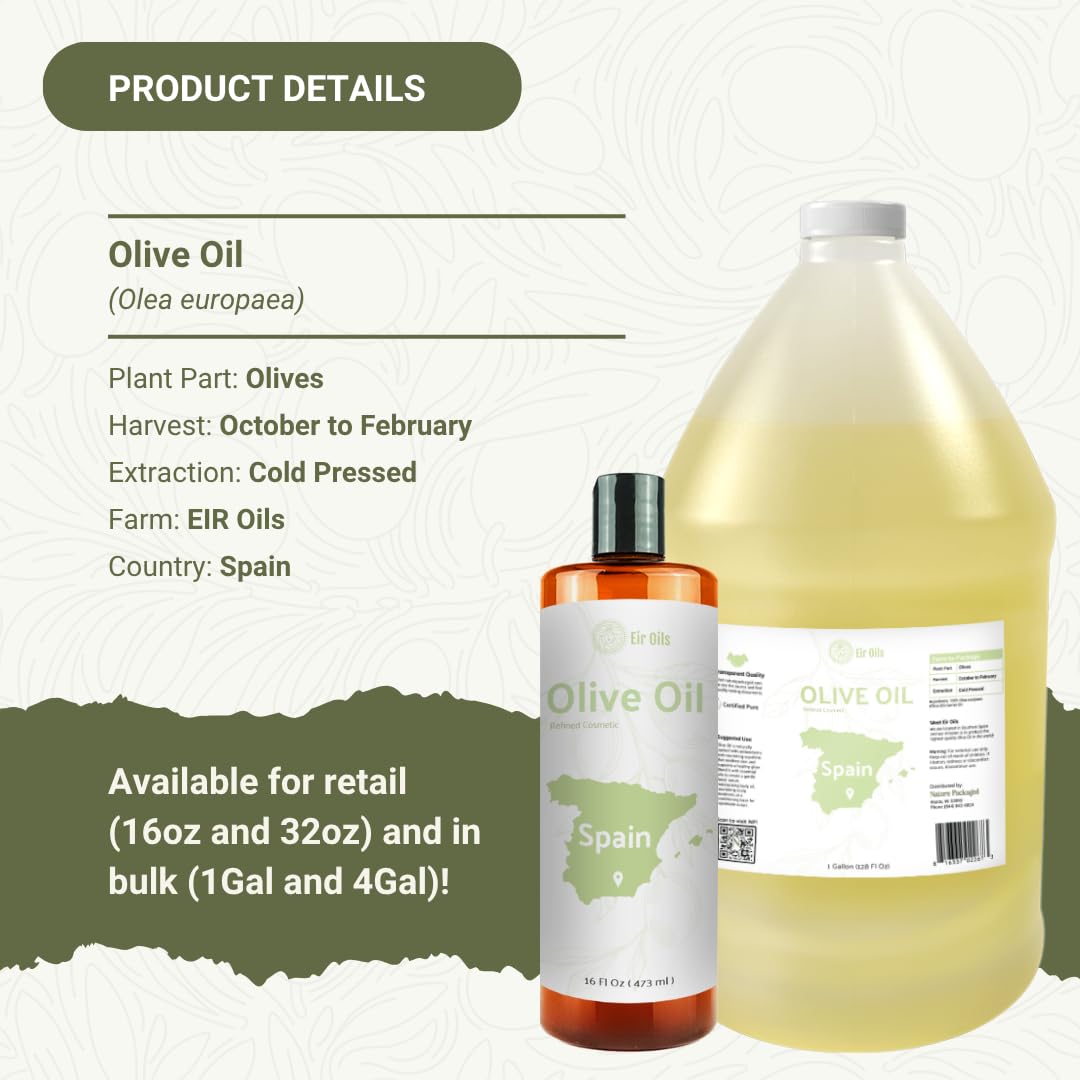 Nature Package Olive Oil for Hair - 100% Pure Cold Pressed Natural Olive Oil for Skin (Aceite de Oliva) for Essential Oils Dilution, Soap Making, Skincare, and Massage Premium Grade (16oz)