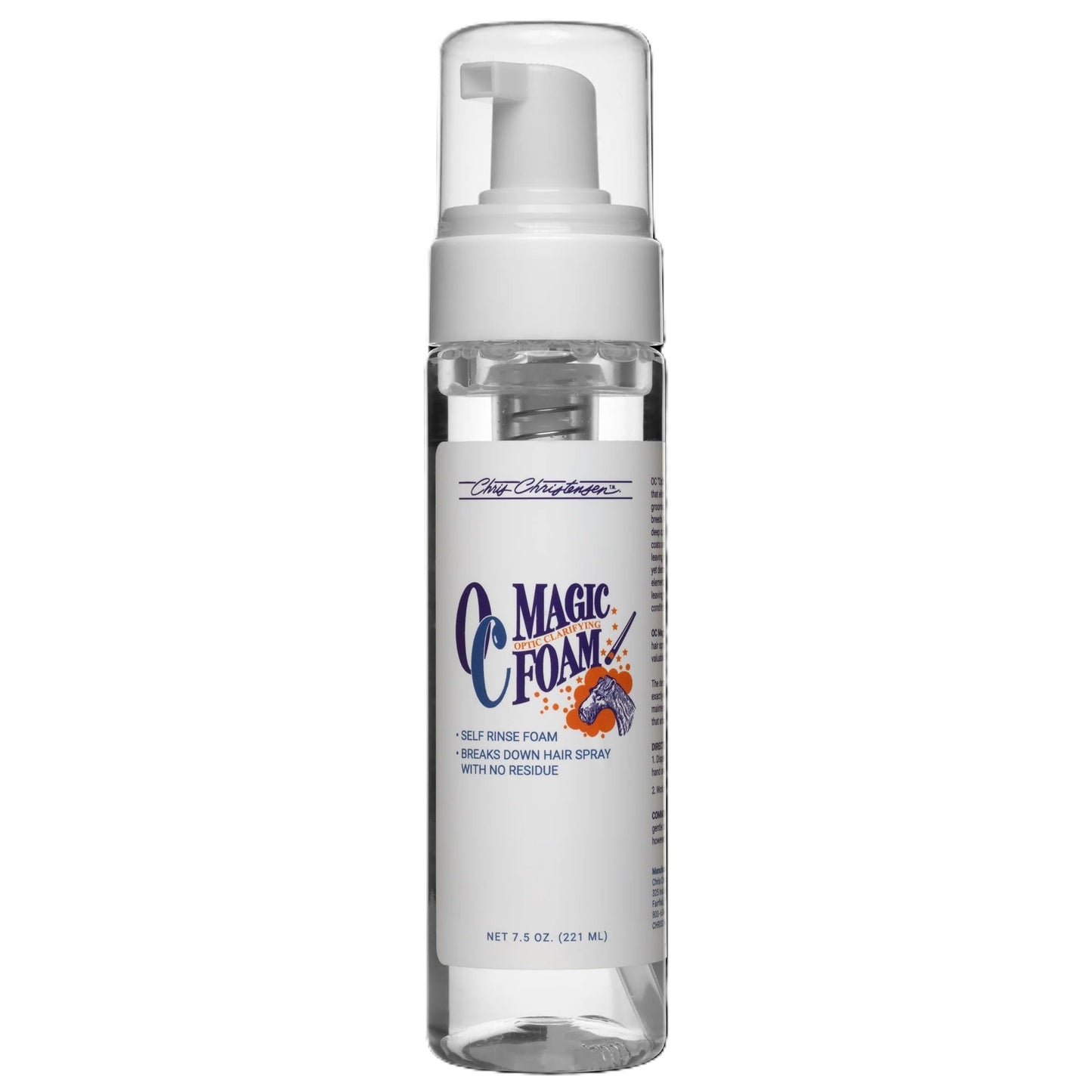 Chris Christensen OC Magic Foam Self Rinse Dog Shampoo, Removes Hair Spray, Chalk, Heavy Products, for Wire Coat Dogs and Delicate Soft Coated Dogs, Groom Like a Professional, 7.5 oz