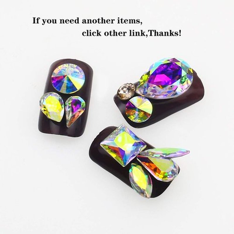 DONGZHOU 10Pcs Glass Nail Rhinestones Crystal AB Drop Shape 10 * 14mm Gems Stones Glass Pointed Back Rhinestone Diamonds Gems for Nail Art Decorations