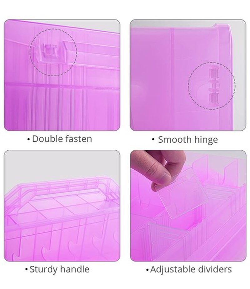 DreamGenius Nail Polish Organizer Case for 48 Bottles, Double Side Gel Nail Polish Holder with Adjustable Dividers, Portable Nail Polish Storage Organizer with 2 Nail Separators, Purple