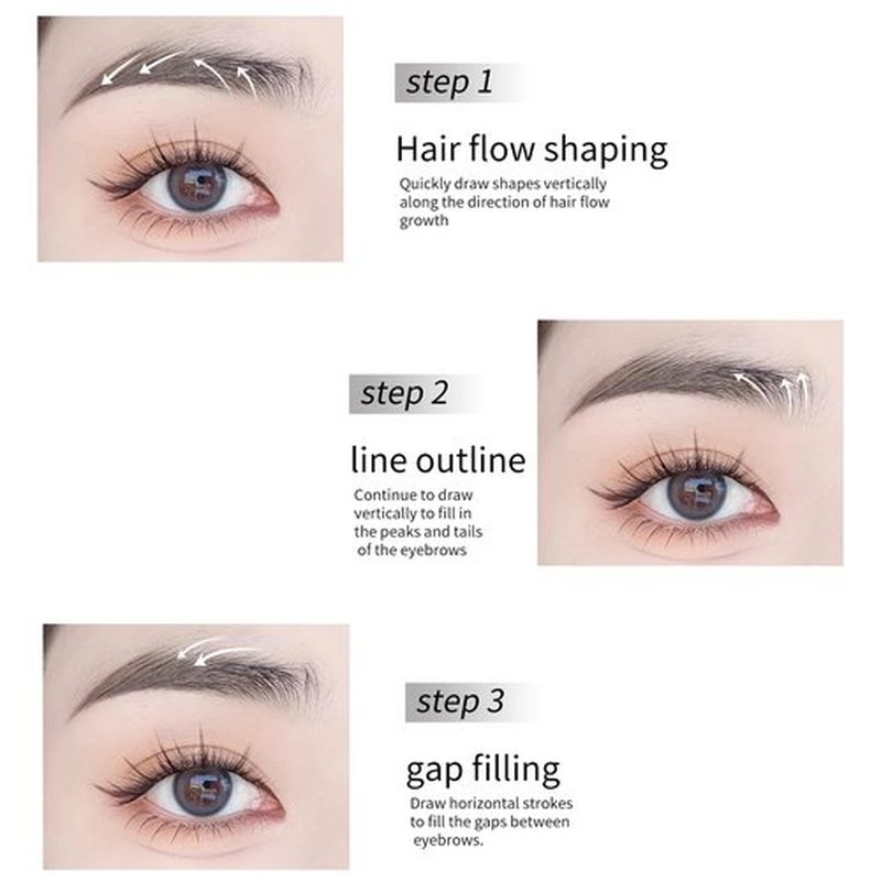 BLUE LOVE 2PCS Two-Prong Eyebrow Pen, Upgrade 2 Tipped Eye Brow Pencils for Women, Waterproof Lasting All-Day Eye Makeup with Microblading Brow Pen with Hair Like Strokes (Grey&Brown)