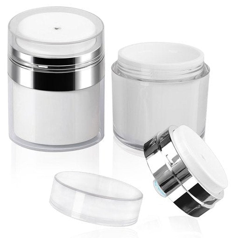 2Pack 100ml Airless Pump Jar - 3.5 Oz Moisturizer Pump Dispenser, Travel Lotion Container Vacuum Bottle for Skin Care, Thick Moisturizer, Skincare Cream