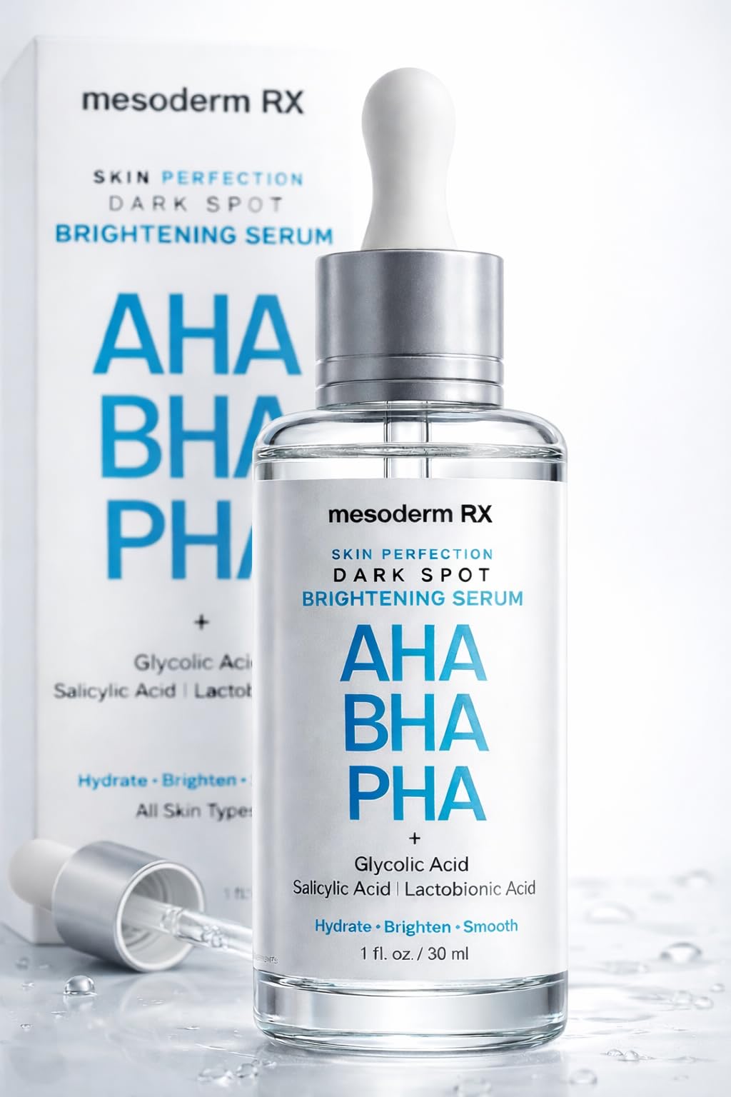 Mesoderm RX DARK SPOT Brightening Serum, Dark Spot Corrector for Uneven Skin and Pigment Spots- formulated with Glycolic, Salicylic, & PHA Exfoliating Acids - Tone-Evening Skin Brightener