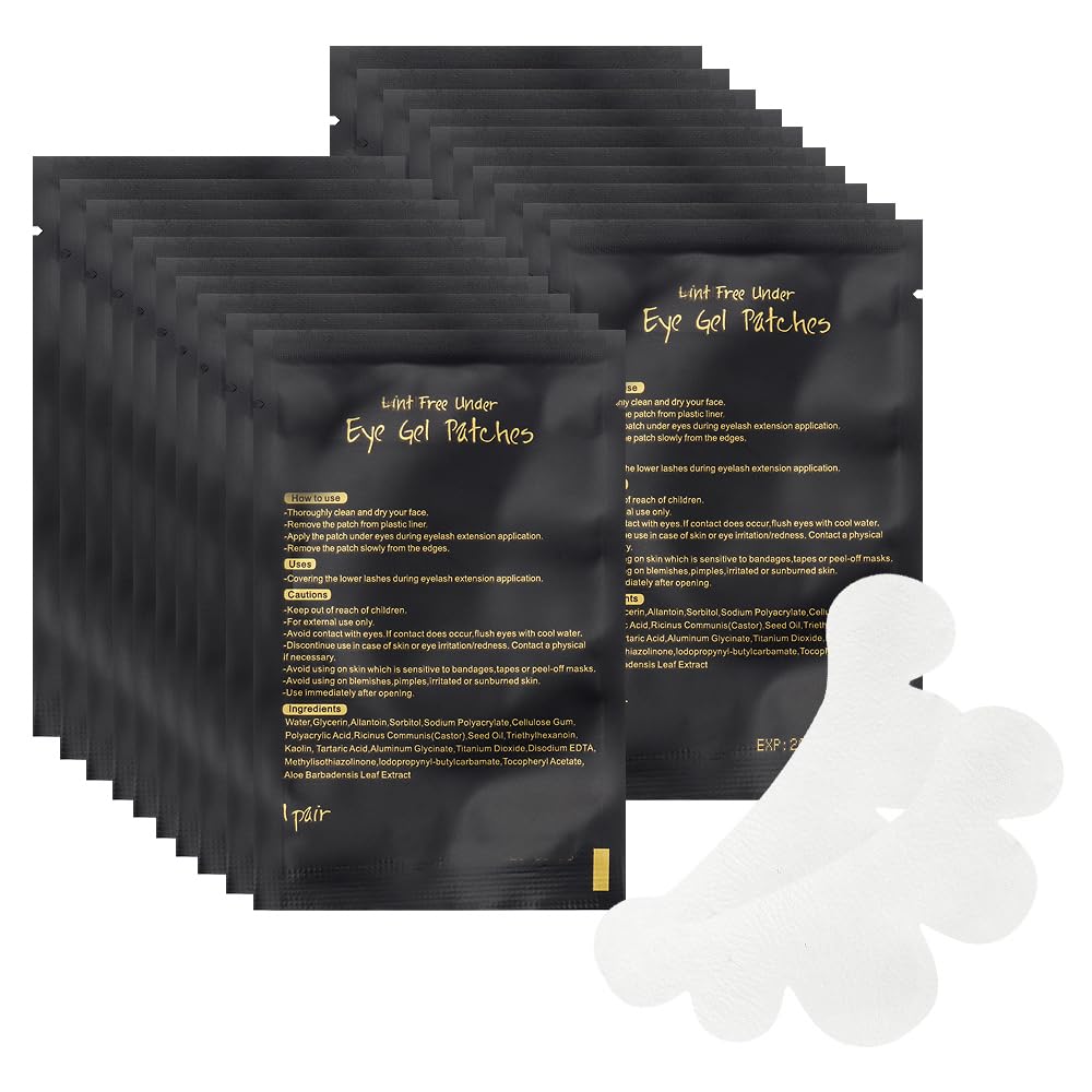 Mekupeu 100 Pairs Eye Under Gel Pads Eyelash Extensions Patches,Lash Extension Lint Free Under Hydrogel Eye Mask Pads Beauty Tools