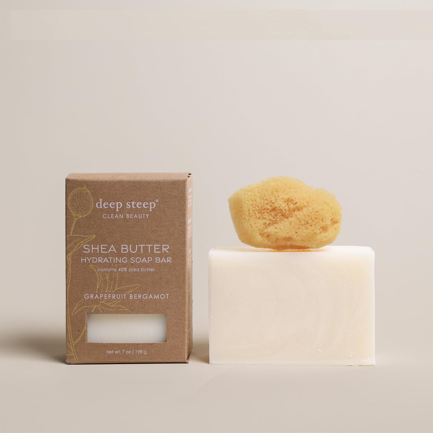 Deep Steep Bar Soap, Grapefruit Bergamot, 7 oz – Natural Soap Bar for Women & Men, Moisturizing Body & Hand Soap with Shea Butter & Coconut Oil – Vegan, Clean Beauty, Sensitive Skin