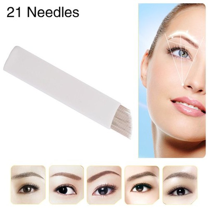 Chuse S21 50pcs Permanent Makeup Needles for Manual Eyebrow Tattoo Pen Micro Blade 21 Sloped Needles