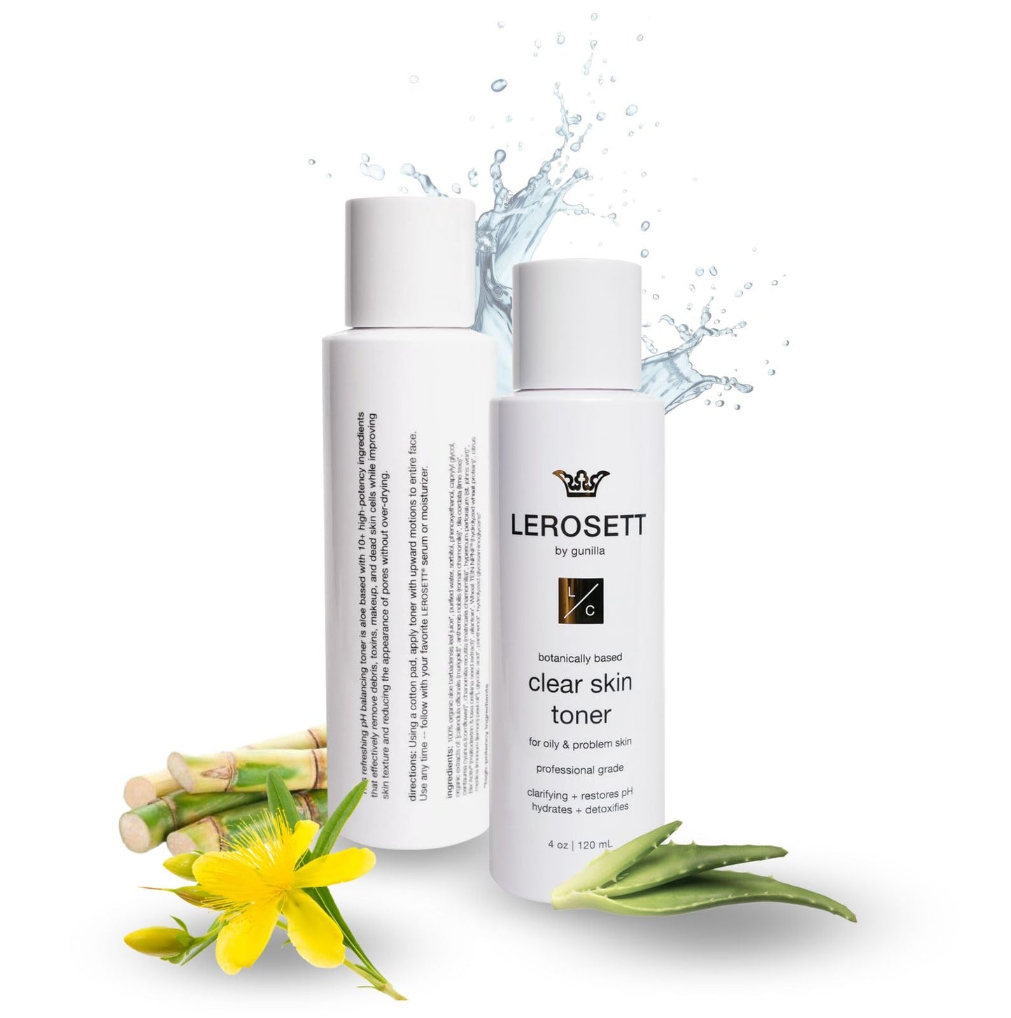 LEROSETT Toner for Clear Skin Aloe Vera Based Toner with Glycolic Acid & 10 Calming Botanicals Helps Reduce Irritation, Future Blemishes, Blackheads, and Tightens Pores, Natural, Vegan - 4 oz