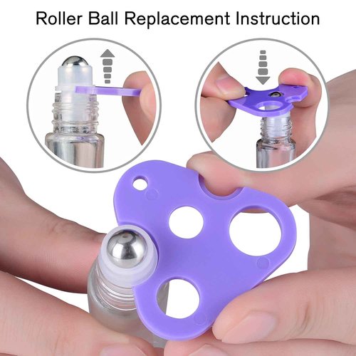 PrettyCare Essential Oil Roller Bottles 10 ml (Clear Glass, 60 Pack, 10 Extra Roller Balls,72 Labels, 4 Opener, 4 Funnels,4 Pipettes Roller Balls For Essential Oils, Roll on Bottles for DIY