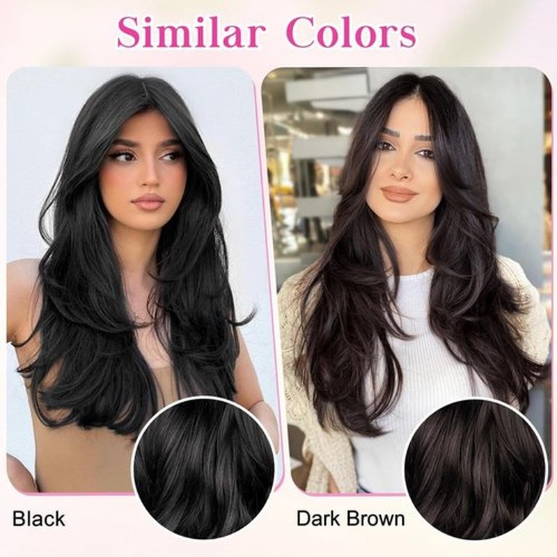 ALXNAN Clip in Hair Extensions, Black Hair Extensions Thick Long Stright Layered Hair Extensions 20 Inch Invisible Lace Weft Hair Extensions for Women