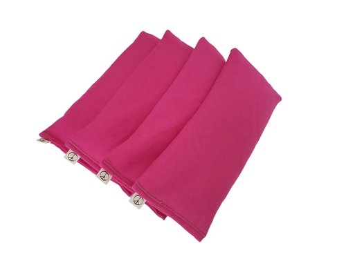 Peacegoods Pack of (4) Unscented Organic Flax Seed Eye Pillows 8.5 x 4 Soft Cotton Flannel - Soothing & Relaxing - Yoga Massage Sleep Meditation - Pink Fuschia