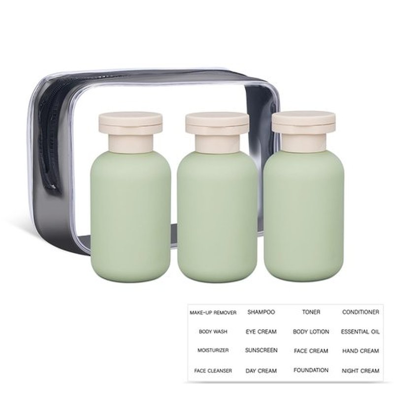 ASEVAT 3.4 oz Travel Bottles for Toiletries, Leak Proof Squeeze Bottles Refillable, Plastic Bottles with Caps for Shampoo, Lotion, Cream, Conditioner and Liquids (3 Pcs)