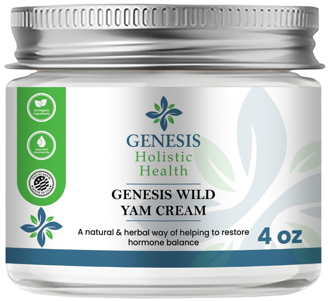 Genesis Wild Yam Root Cream for Women, Organic Plant-Based Balancing Cream for Comfort, Deep Hydration with Wild Yam Root, Chaste Tree Berry & Red Clover, Fast-Absorbing, Non-Greasy, 4 oz
