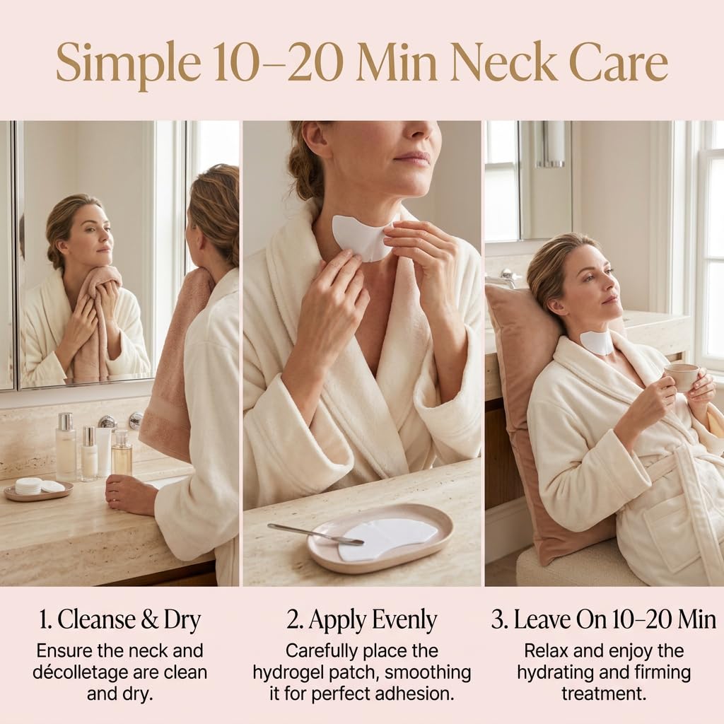 Derperzi Celloa Neck Patch, Collagen Neck Wrinkle Patches, with Peptide + Hyaluronic Acid, Tighten Sagging Wrinkles, Anti Aging & Deep Hydration, 5 Pairs/Box