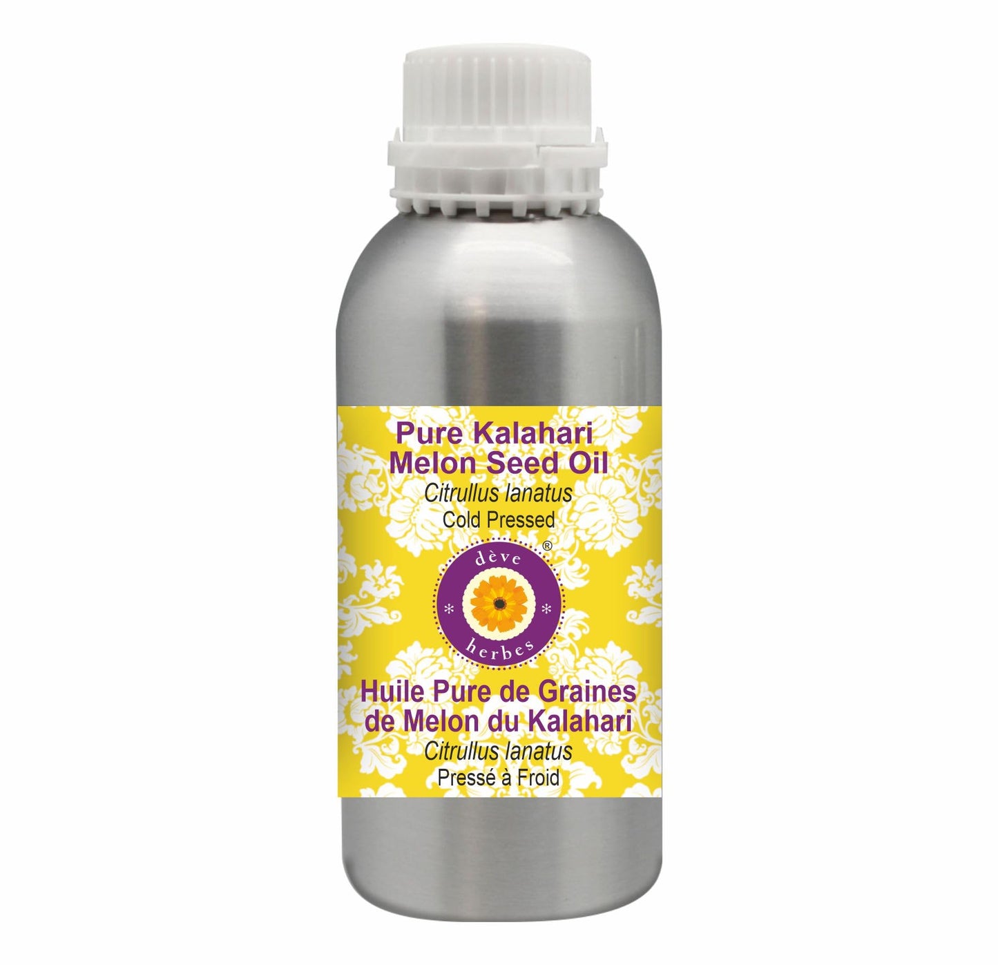 Deve Herbes Kalahari Melon Seed Oil (Citrullus lanatus) | Cold Pressed | Pure | Natural | For Diluting Essential oils | For Hair, Skin & Massage | Non-Sticky| Lightweight| Unisex | 630ml (21 oz)