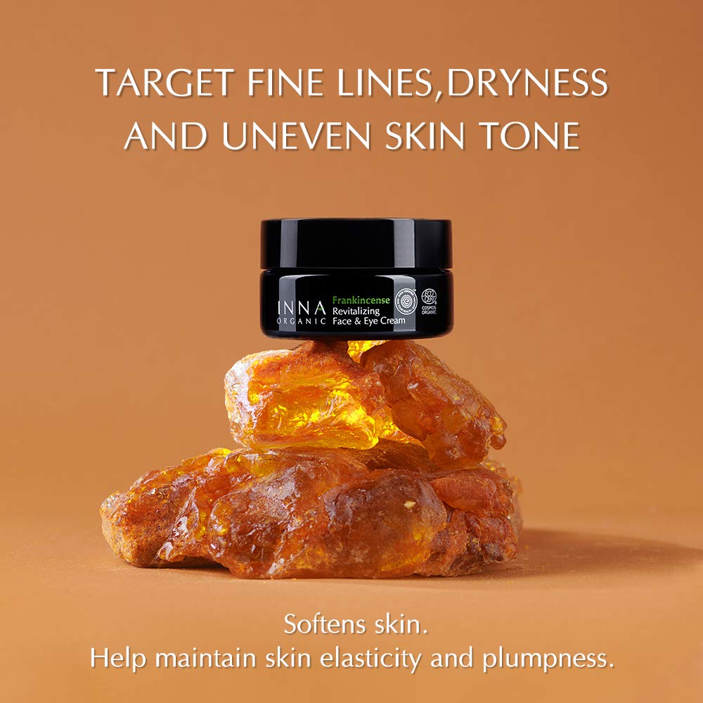 INNA ORGANIC Rejuvenating Face Cream, Anti-aging, Wrinkle Care, Fine Lines, Firm & Tightening, EWG & COSMOS Certified | Frankincense Essential Oils Infused Skin Care | Luxury Clean Beauty
