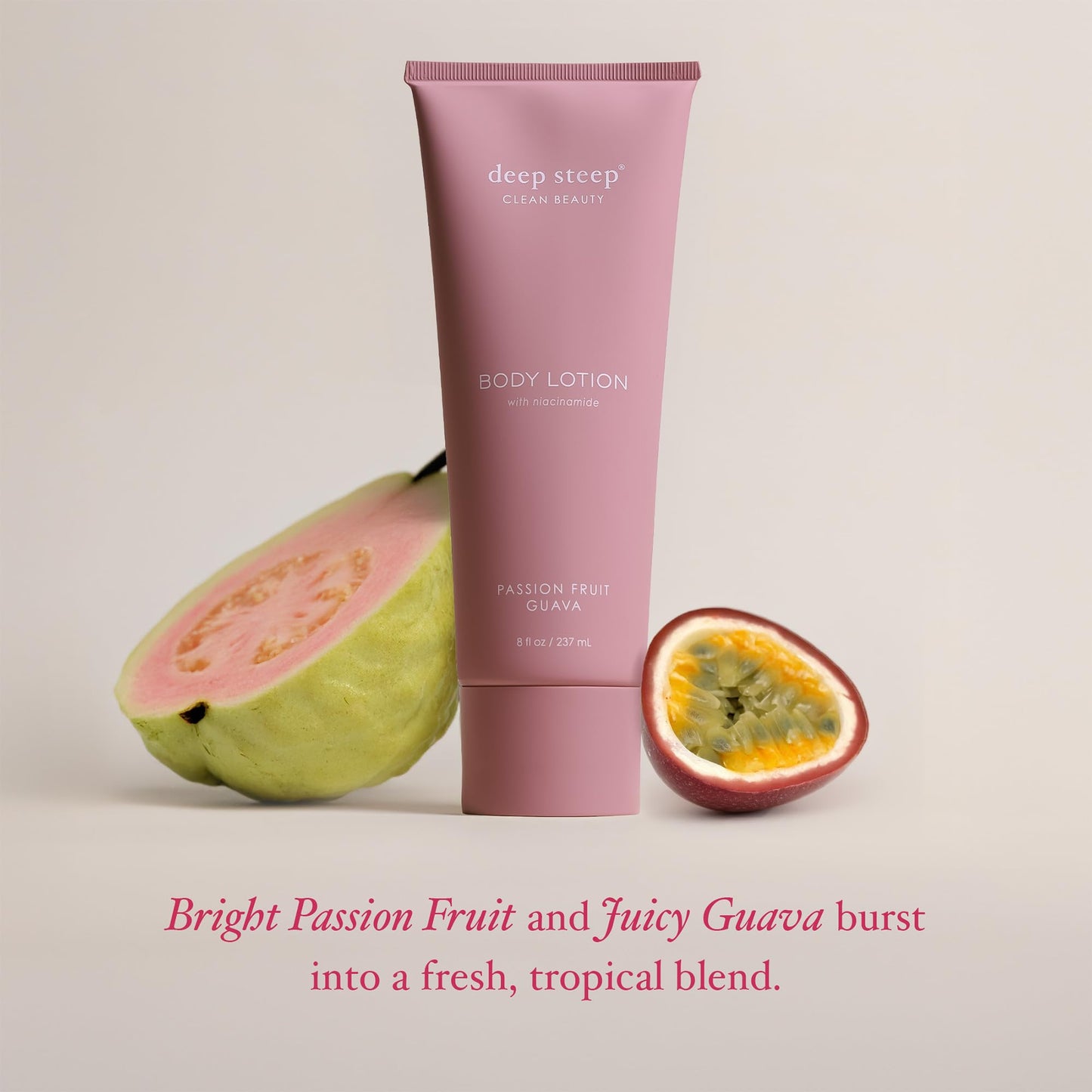 Deep Steep Body Lotion, Passion Fruit Guava, 8 oz – Moisturizer with Coconut Oil, Shea Butter, Argan Oil, Aloe Vera & Niacinamide – Vegan, Clean Beauty, Daily Skin Hydration