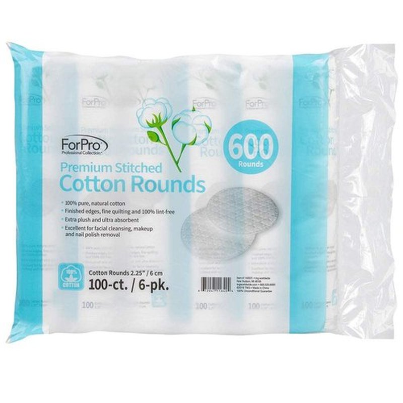 ForPro Premium Stitched Cotton Rounds (7200-Count), 100% Pure Cotton Pads for Removing Makeup, Nail Polish and Cleansing Face, Pack of 72-100 Cotton Rounds