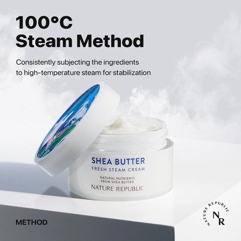 Nature Republic Shea Butter Steam Cream Fresh 100 ml / 3.38 fl. oz. Moisturizer, Facial Cream, Vitamin, Nourishing, Skincare, Sensitivity, Protective Barrier