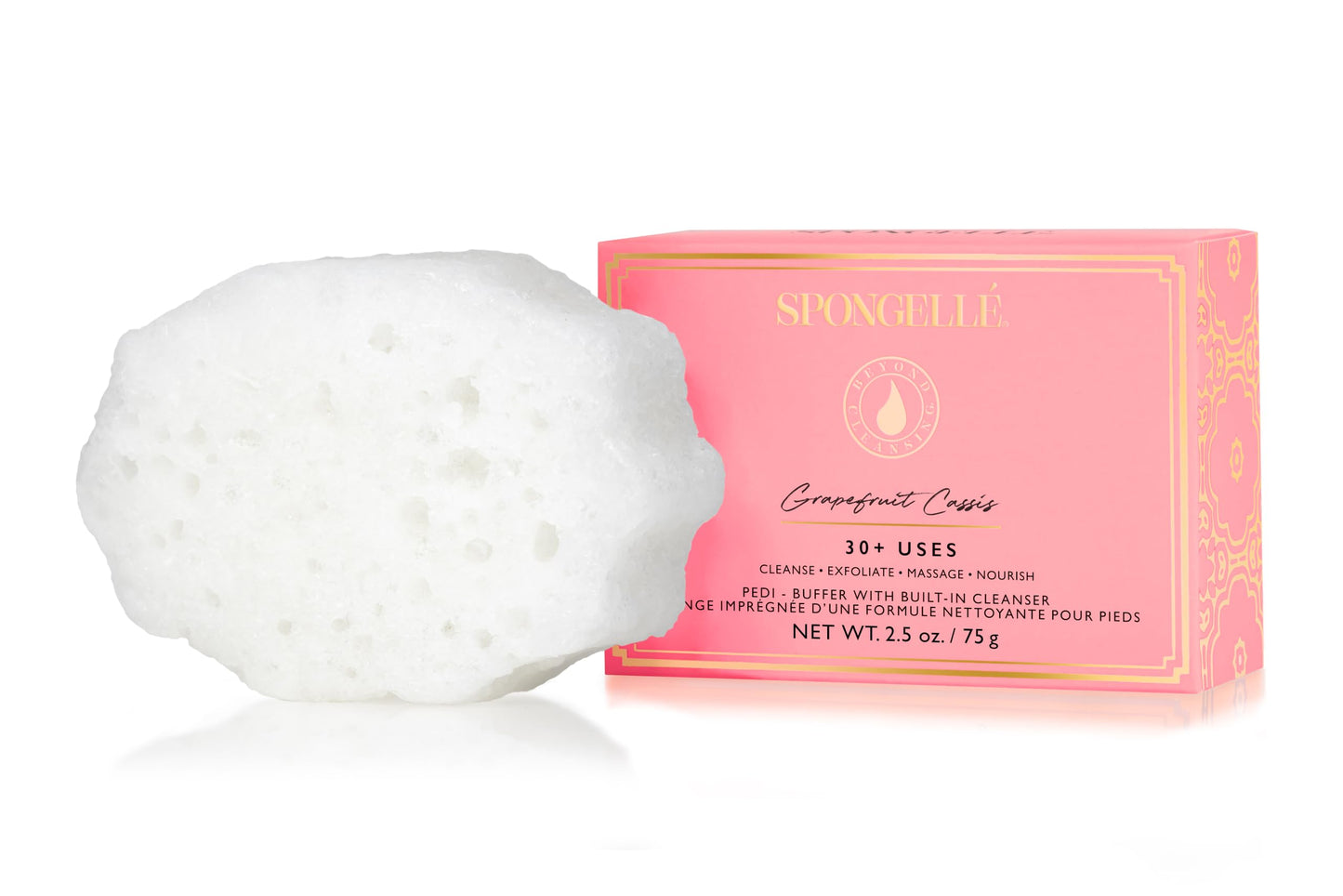 Spongellé Grapefruit Cassis Pedi Buffer Bath Sponge | Exfoliating Foot & Heel Scrub | Cleanse, Exfoliate, and Nourish | Cruelty-Free, Vegan, Dermatologist-Tested, Made in USA | 30+ uses