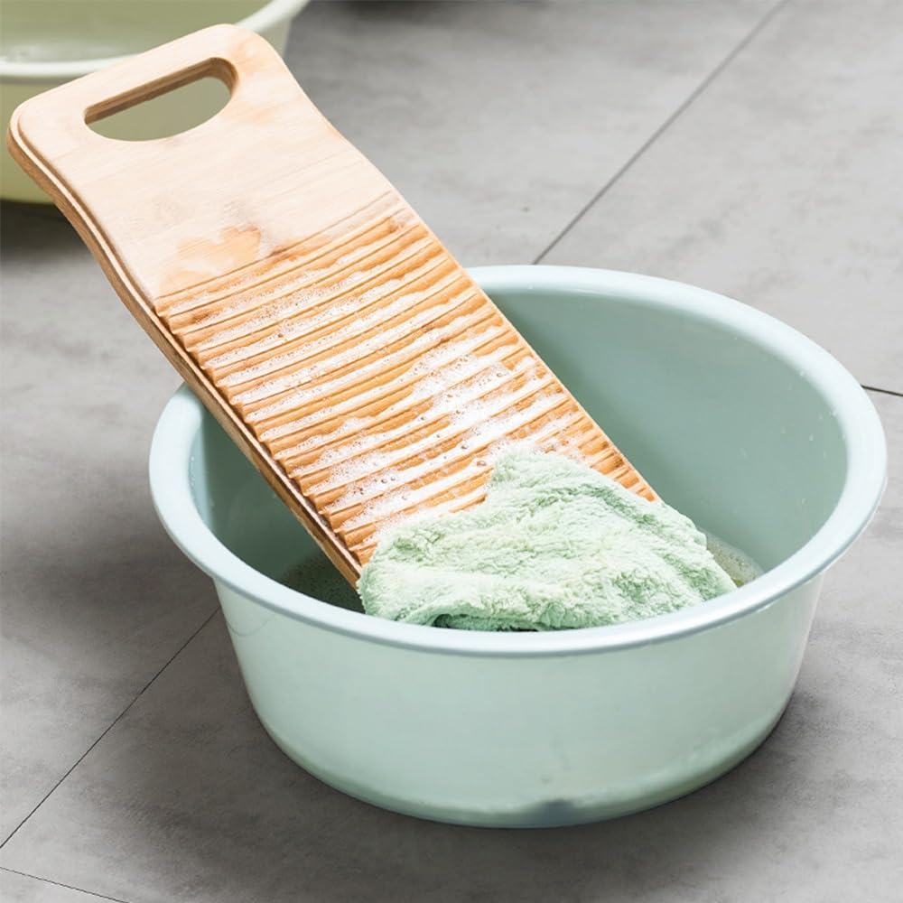 Non-Slip Wooden Washboard,Easy to Use,Laundry Cleaning Board with Hanging Hole,Easy to Storage,Durable Scrub Board Washing Board for Laundry Room