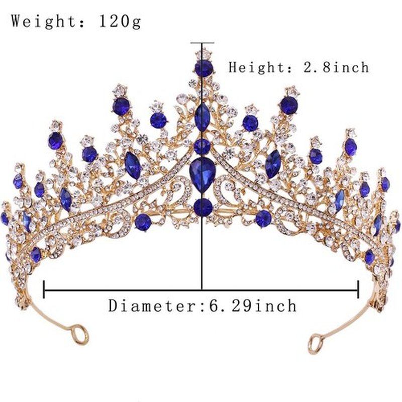Yovic Baroque Wedding Crowns Rhinestone Bridal Crown and Tiara Crystal Bride Crown Prom Costume Party Hair Accessories for Women and Girls (Blue)
