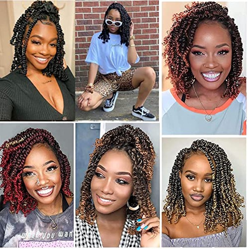 Passion Twist Crochet Hair 6 Inch 8 Packs Pre-Twisted Passion Twist Hair Crochet Hair for Black Women Pre-Looped Crochet Braids Synthetic Crochet Hair Extensions Natural Color
