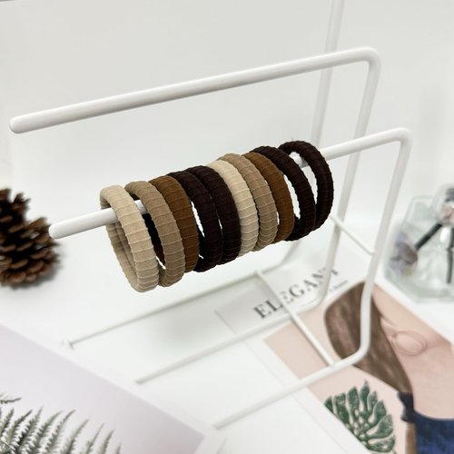 Jseng 10Packs Seamless Hair Ties for Women - No Damage Elastic Ponytail Holders Hair Accessories for Thick Curly Hair - Neutral Brown