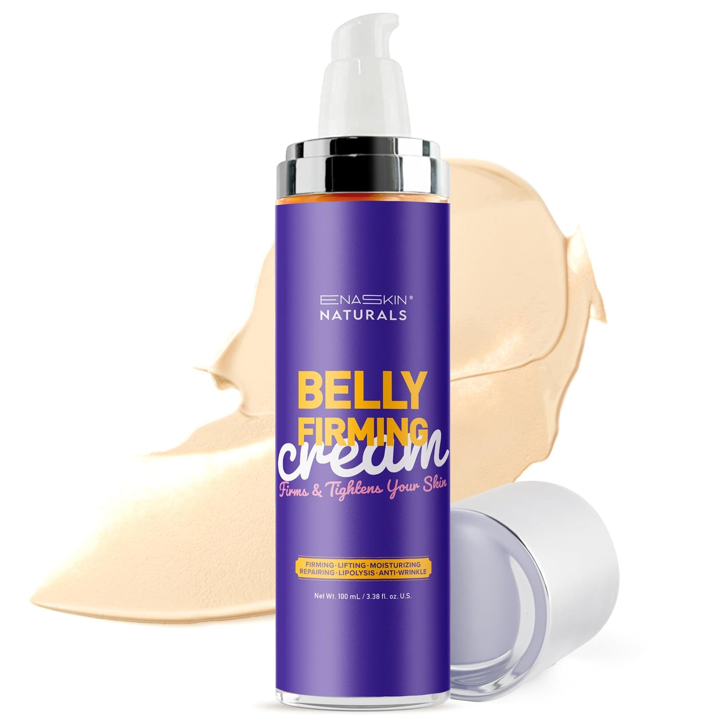 Belly Firming Cream for Skin Tightening: Enaskin Naturals Flat Cellulite Cream for Stomach & Thighs & Butt - Moisturizing Lifting Body Lotion for Women and Men - 120ML