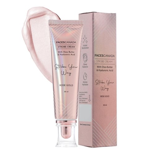FACE'S CANADA Strobe Cream | Primer + Highlighter + Moisturizer | Shea Butter & Intense Hydration Flawless Radiant Dewy Skin For Illuminating & Glowing Makeup Base - Rose Gold, 30g (1.05 Oz)