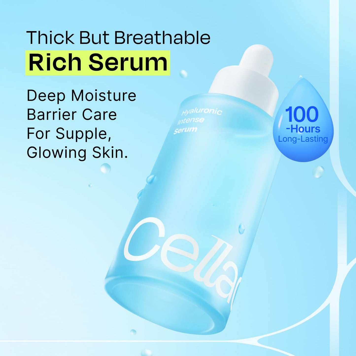 Celladix Hyaluronic Intense Serum – 95% Pure Hyaluronic Acid with Jeju Deep Sea Water & Peptides – 100 Hours of Hydration, Gentle Soothing Care for Radiant Skin – Korean Skincare, 1.69 Fl Oz
