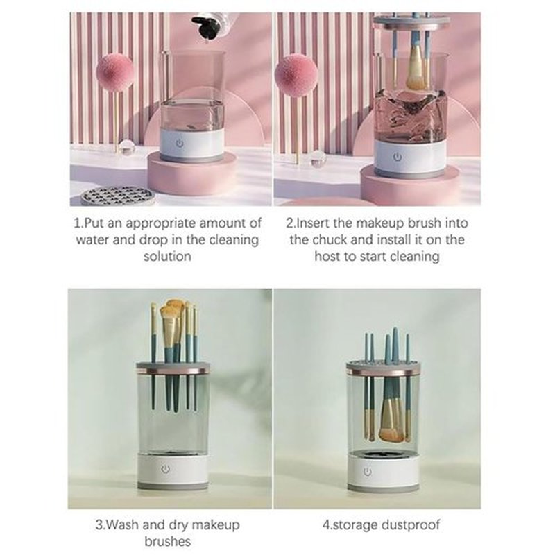 Beauty Swirl Cosmetic Brush Cleaner,The Cozy Luna Makeup Brush Cleaner,Multi-Functional Electric Makeup Brush Cleaner Machine, Makeup Brush Dryer & Makeup Brush Washer Combined (2PCS Black, Plug-in)