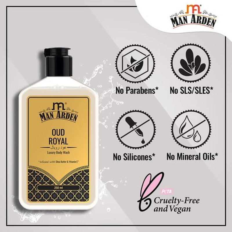 Man Arden Oud Royal Luxury Body Wash Infused With Shea Butter & Vitamin E, 250ml