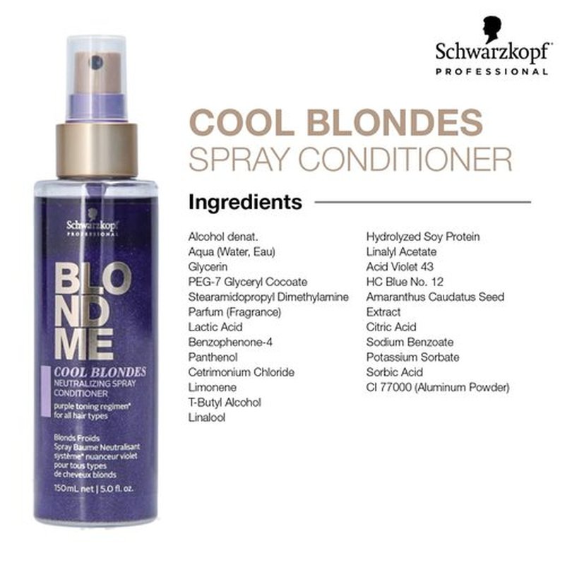 BlondMe Cool Blondes Neutralizing Spray Conditioner 5.07 Fl Oz – Removes Brassiness and Provides Shine