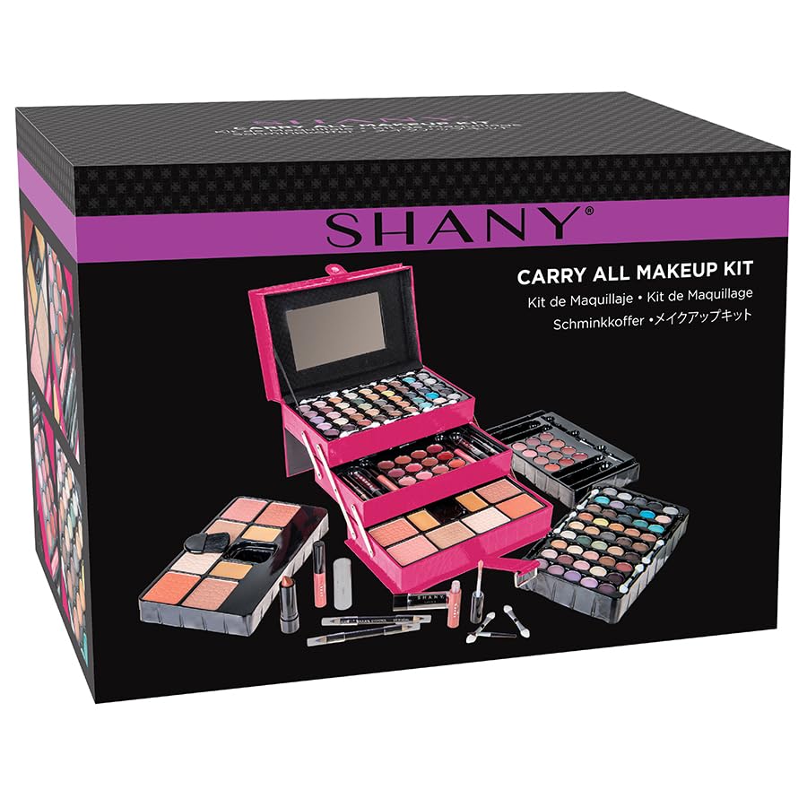 SHANY All In One Makeup Set, Eyeshadow, Blushes, Face Powder, Lipstick, Eye liners, Make up Pencils and Cosmetics Mirror - Makeup Kit With Reusable Storage Beauty Box - Red