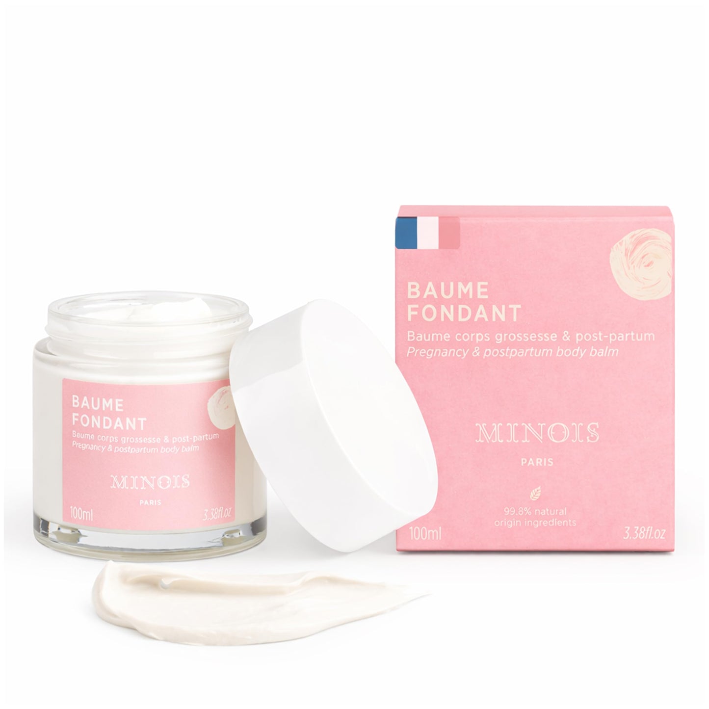 MINOIS PARIS Firming Belly Balm – 99.8% Natural Pregnancy Stretch Mark Cream – Belly Butter for Pregnancy & Postpartum – Hydrating, Firming, Gentle Care – Made in France – 3.4 fl oz