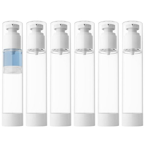 longway 4 Oz 120ml Clear Airless Cosmetic Cream Pump Bottle Travel Size Dispenser Refillable Containers/Foundation Travel Pump Bottle for Shampoo (Pack of 6)
