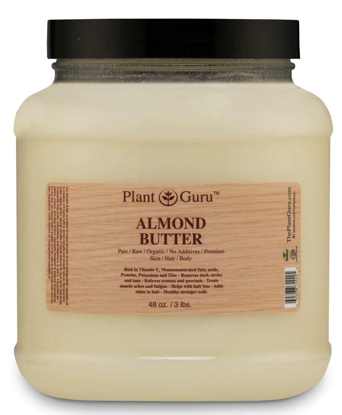 100% Pure Almond Body Butter - 3 lbs Natural Moisturizer for Skin, Hair & DIY Products