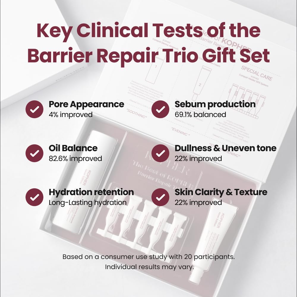 Kopher Barrier Repair Trio – Peptide & Niacinamide Skincare Set with Serum Mist, SOS Treatment & Cream, Hydrating, Soothing & Skin Barrier Care for Sensitive Skin, Korean Skincare
