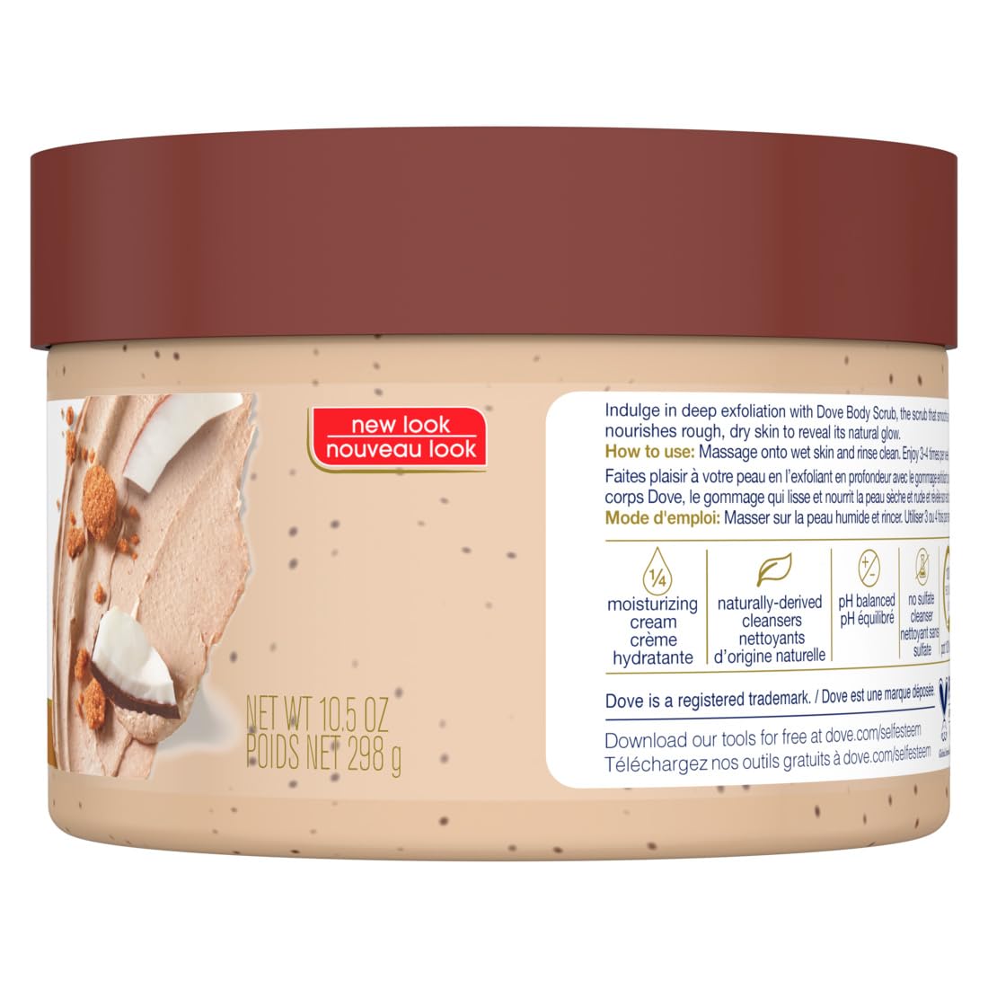 Dove Exfoliating Body Polish Scrub with Almond & Mango Butter - 10.5 oz (4 Count) for Dry Skin
